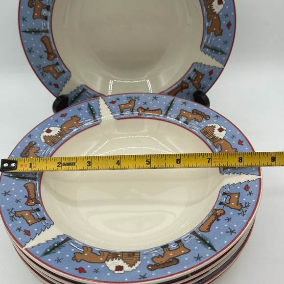 Pine Lodge Soup Cereal Bowls Bear Moose Cabin Woods Meiwa Art  Set Of 6 - Picture 5 of 5